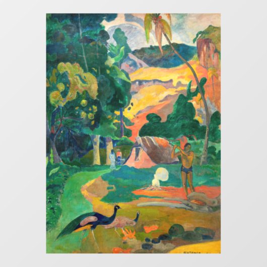 Paul Gauguin - Landschap met pauwen / Matamoe Raamsticker (Vel)
