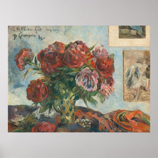 Paul Gauguin leeft nog steeds met pony's Red Flowe Poster (Voorkant)