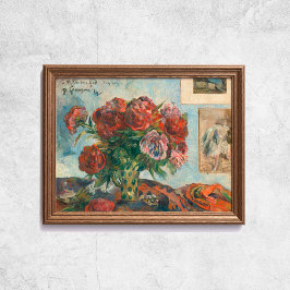 Paul Gauguin leeft nog steeds met pony's Red Flowe Poster