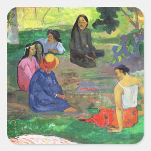 Paul Gauguin Les Parau Parau of Conversation, Vierkante Sticker