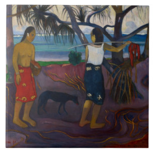 Paul Gauguin Onder de Pandanus, 1891 (olie op ca Tegeltje