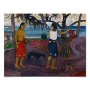 Paul Gauguin - onder Pandanus Foto Afdruk