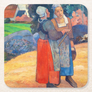 Paul Gauguin - Paysannes Breton Vierkante Kartonnen Onderzetter