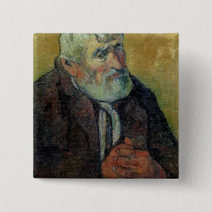 Paul Gauguin Portret van een oud Man met een sti Vierkante Button 5,1 Cm