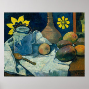 Paul Gauguin - stil leven met theepot en fruit Poster