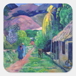 Paul Gauguin - Straat in Tahiti Vierkante Sticker