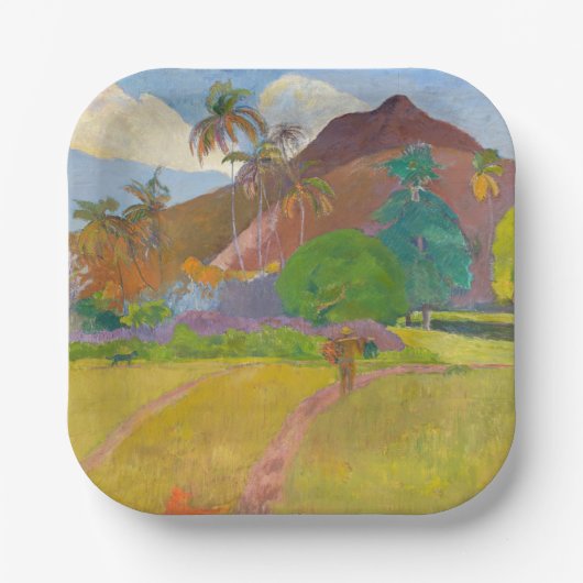 Paul Gauguin - Tahitiaans landschap Papieren Bordje (Voorkant)