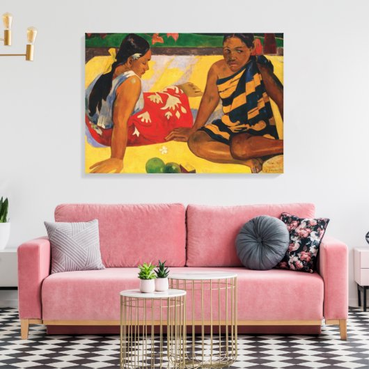 Paul Gauguin Twee Vrouwen Van Tahiti Parau API Canvas Afdruk (Insitu (Woonkamer))