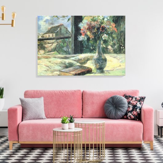 Paul Gauguin Vase van Bloemen bij het Venster Canvas Afdruk (Insitu (Woonkamer))