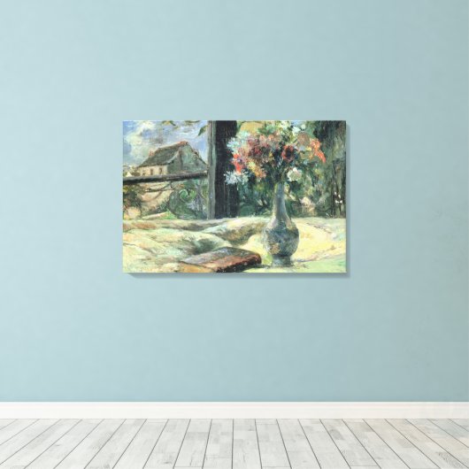 Paul Gauguin Vase van Bloemen bij het Venster Canvas Afdruk (Insitu (Houten vloer))