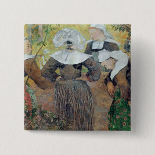 Paul Gauguin   Vier Bretonvrouwen, 1886 Vierkante Button 5,1 Cm