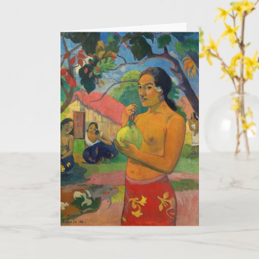 Paul Gauguin - Vrouw met een vrucht Kaart (Gele Bloem)
