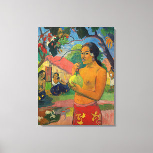 Paul Gauguin - Woman Holding a Fruit Canvas Afdruk
