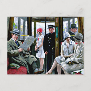 Paul-Gustave Fischer kunst - Kopenhaagse tram. Briefkaart