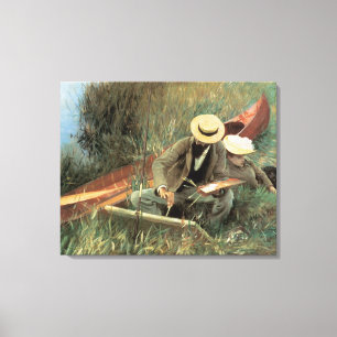 Paul Helleu aan het schetsen met zijn vrouw door J Canvas Afdruk