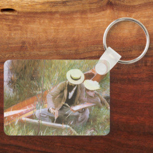 Paul Helleu aan het schetsen met zijn vrouw door J Sleutelhanger