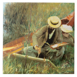 Paul Helleu Sketching met Zijn vrouw Tegeltje