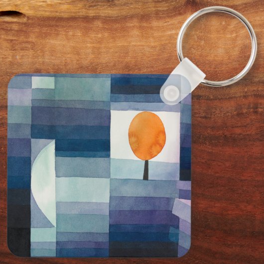 Paul Klee Abstract Tree Blue Painting Sleutelhanger (Achterkant)