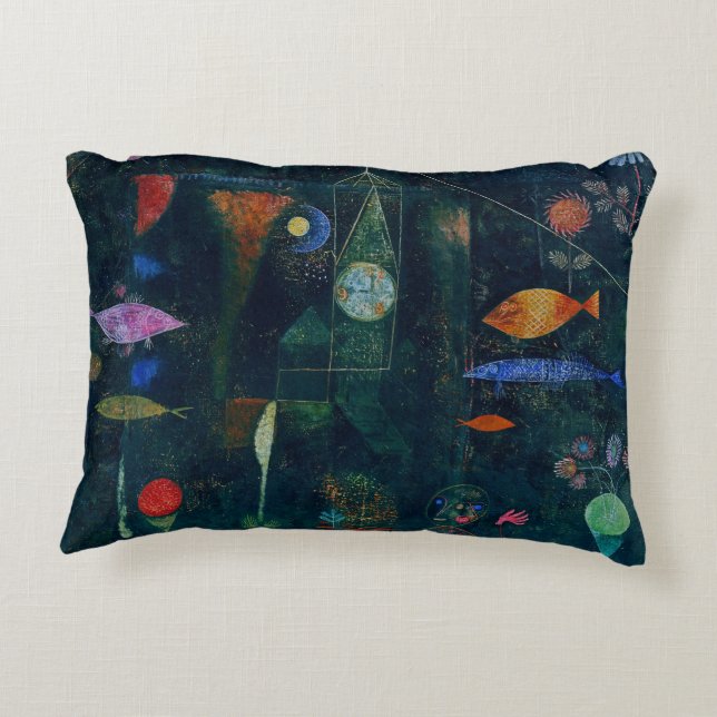 Paul Klee Fish Magic Abstract schilderen Grafisch  Accent Kussen (Achterkant)