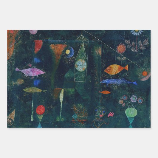 Paul Klee Fish Magic Abstract schilderen Grafisch  Inpakpapier Vel (Voorkant)