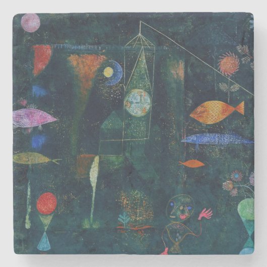 Paul Klee Fish Magic Abstract schilderen Grafisch Stenen Onderzetter (Voorkant)