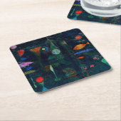 Paul Klee Fish Magic Abstract schilderen Grafisch  Vierkante Kartonnen Onderzetter (Schuin)