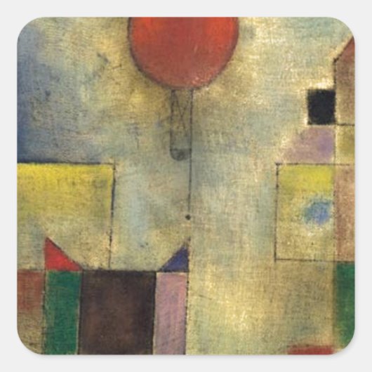 Paul Klee Red Balloon Vierkante Sticker (Voorkant)