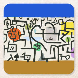 Paul Klee Rich Harbor Abstract Expressionisme Vierkante Kartonnen Onderzetter