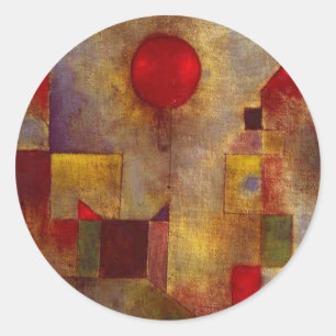 Paul Klee Rode Ballon Abstracte Kleurrijke Kunst Ronde Sticker