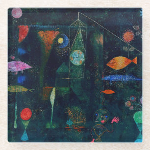 Paul Klee Vismagie Abstracte Schilderkunst Grafisc Glazen Onderzetter