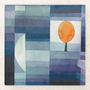 Paul Klee Voorbode van Herfst Blauwe Moderne Abstr Glazen Onderzetter