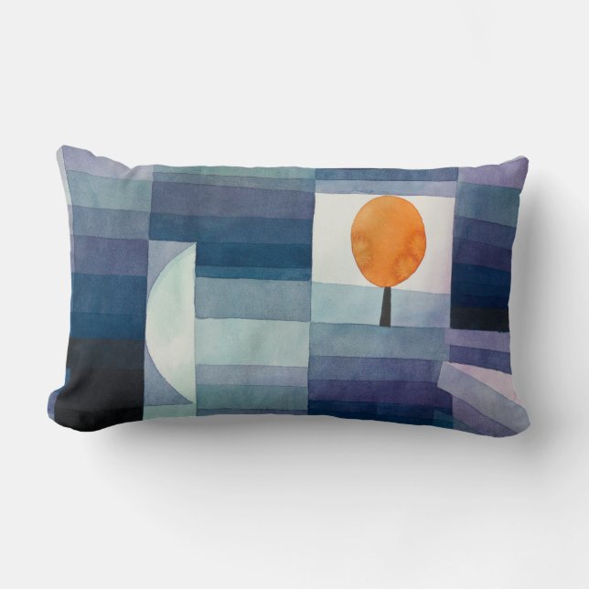 Paul Klee Voorbode van Herfst Blauwe Moderne Abstr Kussen (Voorkant)
