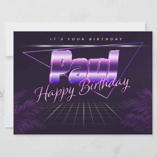 Paul Nom prénom carte rétro lilas anniversaire (Devant)