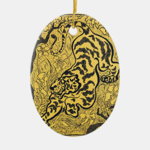 Paul Ranson Vintage Art Nouveau Gele Tijger Print Keramisch Ornament