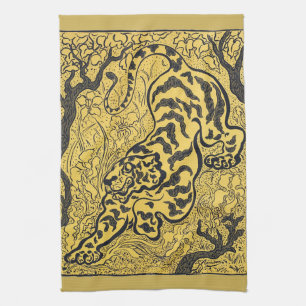 Paul Ranson Vintage Art Nouveau Gele Tijger Print Theedoek