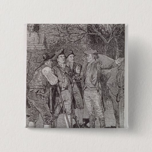 Paul Revere in Lexington Vierkante Button 5,1 Cm (Voorkant)