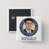 Paul Ryan 2012 Square Campaign Button (Voorkant /achterkant)
