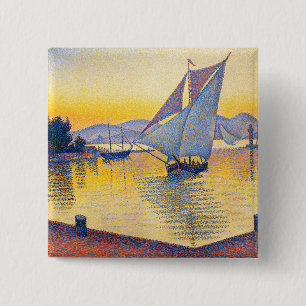 Paul Signac - De haven bij zonsondergang, Opus 236 Vierkante Button 5,1 Cm