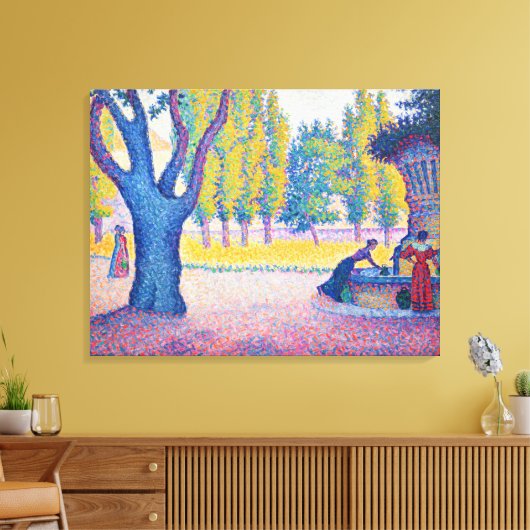 Paul Signac - Fountain des Lices, Saint-Tropez Canvas Afdruk (Insitu (Woonkamer))