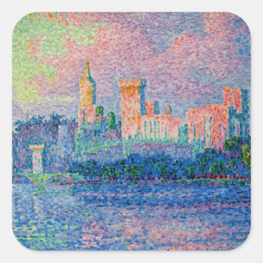 Paul Signac - Het Papal Palace, Avignon Vierkante Sticker (Voorkant)