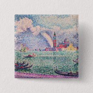 Paul Signac - Regenboog, Venetië Vierkante Button 5,1 Cm