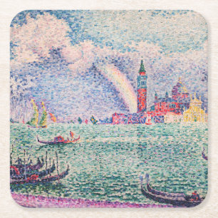 Paul Signac - Regenboog, Venetië Vierkante Kartonnen Onderzetter