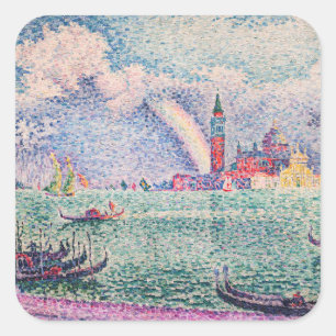 Paul Signac - Regenboog, Venetië Vierkante Sticker