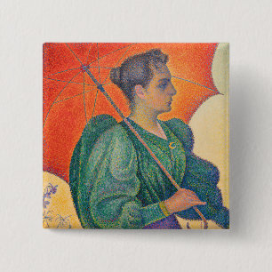 Paul Signac - Vrouw met parasol Vierkante Button 5,1 Cm