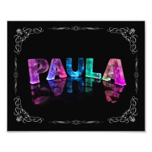 Paula - De naam Paula in 3D-lichten (foto) Foto Afdruk