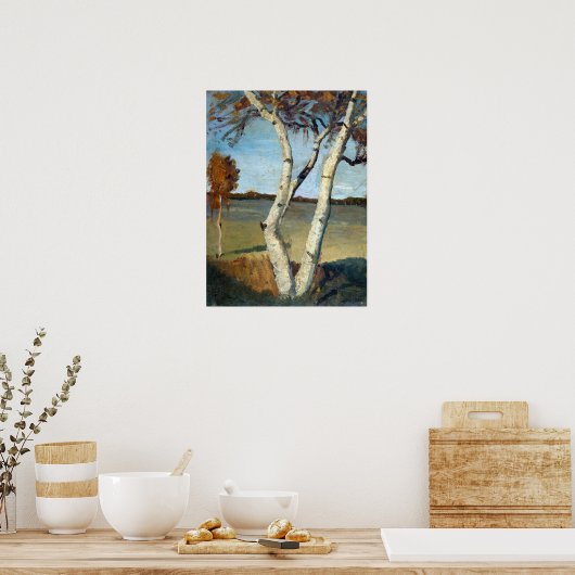 Paula Modersohn-Becker Birch Tree in een landschap Poster (Keuken)