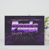 Paula Name Prénom lila retro Carte Anniversaire (Debout devant)