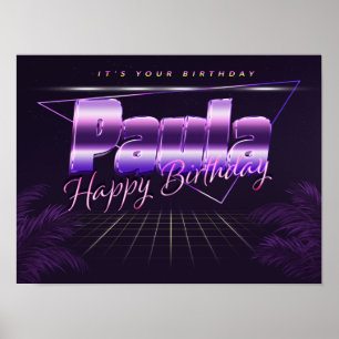 Paula Nom Vorname lila retro Poster Geburtstag