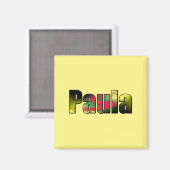 Paula Vierkante Magneet in geel (Voorkant / Achterkant)