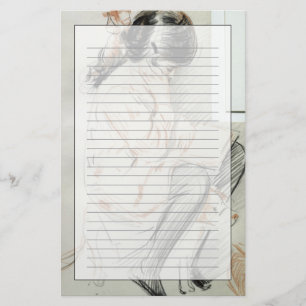 Paulette Reading Sitting on her Speelgoed Dog Briefpapier